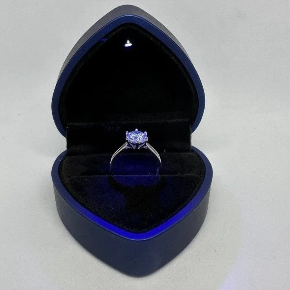 Moissanite Diamond Engagement Ring 6 Prong Wedding GRA 925 2 Ct Size 9